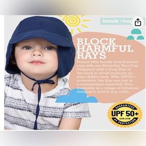 Brook + Bay Kids Sun Hat With Flap. UPF50+ Protection. Quick Dry. Navy Blue. EUC